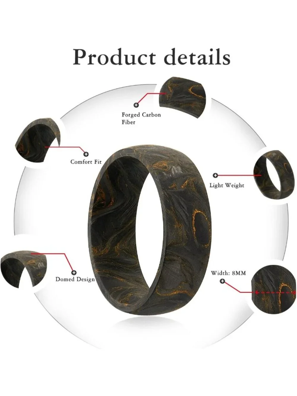 Men's Full Carbon Fiber Wedding Band | Lightweight, Durable & Stylish Ring